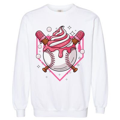 Ice Cream Drip Baseball Stuff Stuff Baseball Garment-Dyed Sweatshirt