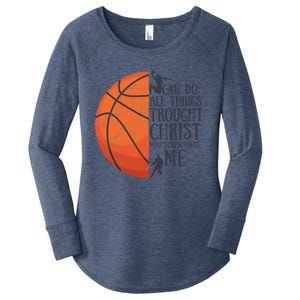 I Can Do All Things Through Basketball Christian Gift Women's Perfect Tri Tunic Long Sleeve Shirt