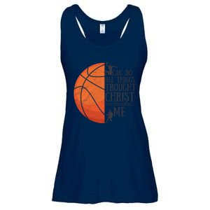 I Can Do All Things Through Basketball Christian Gift Ladies Essential Flowy Tank