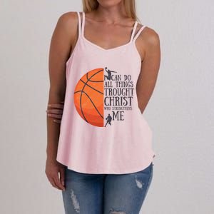 I Can Do All Things Through Basketball Christian Gift Women's Strappy Tank