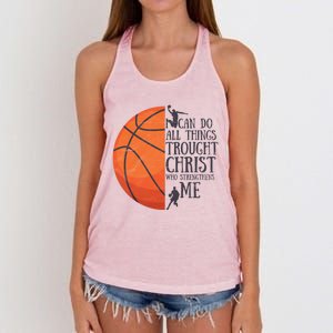 I Can Do All Things Through Basketball Christian Gift Women's Knotted Racerback Tank