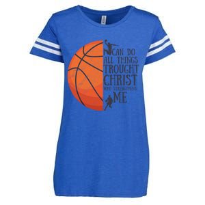 I Can Do All Things Through Basketball Christian Gift Enza Ladies Jersey Football T-Shirt