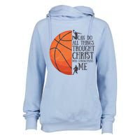 I Can Do All Things Through Basketball Christian Gift Womens Funnel Neck Pullover Hood