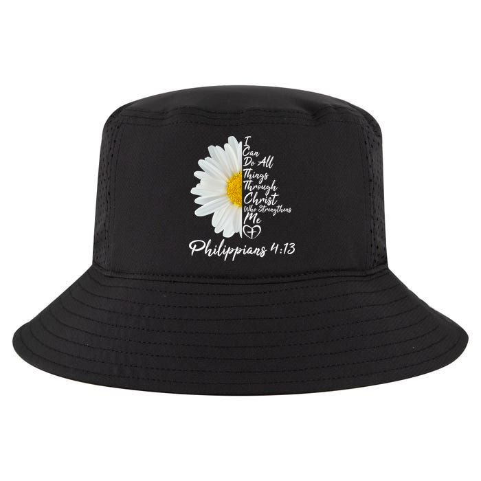 I Can Do All Things Through Christ Who Strengthens Me Philippian 4 13 Flower Cool Comfort Performance Bucket Hat