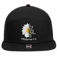 I Can Do All Things Through Christ Who Strengthens Me Philippian 4 13 Flower 7 Panel Mesh Trucker Snapback Hat