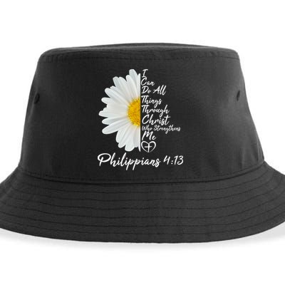 I Can Do All Things Through Christ Who Strengthens Me Philippian 4 13 Flower Sustainable Bucket Hat