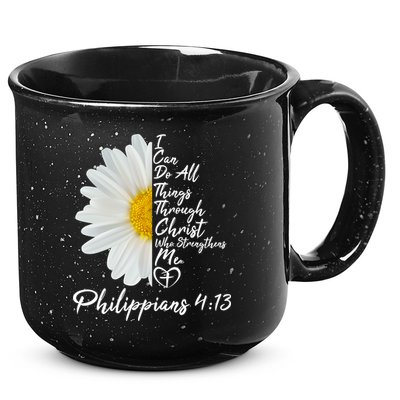 I Can Do All Things Through Christ Who Strengthens Me Philippian 4 13 Flower 15oz Campfire Ceramic Mug