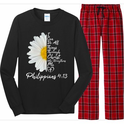 I Can Do All Things Through Christ Who Strengthens Me Philippian 4 13 Flower Long Sleeve Pajama Set