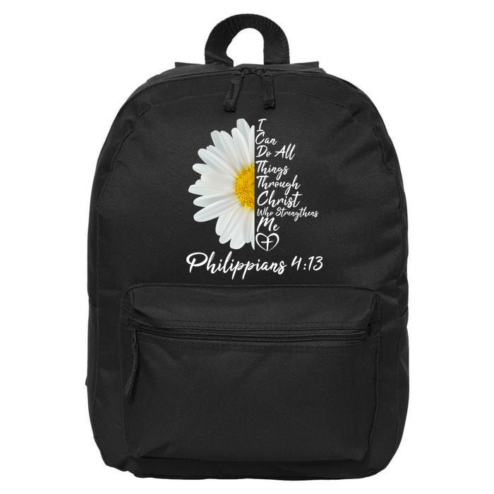 I Can Do All Things Through Christ Who Strengthens Me Philippian 4 13 Flower 16 in Basic Backpack