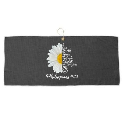 I Can Do All Things Through Christ Who Strengthens Me Philippian 4 13 Flower Large Microfiber Waffle Golf Towel