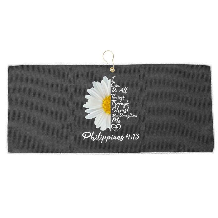 I Can Do All Things Through Christ Who Strengthens Me Philippian 4 13 Flower Large Microfiber Waffle Golf Towel