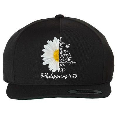 I Can Do All Things Through Christ Who Strengthens Me Philippian 4 13 Flower Wool Snapback Cap