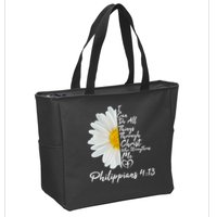 I Can Do All Things Through Christ Who Strengthens Me Philippian 4 13 Flower Zip Tote Bag