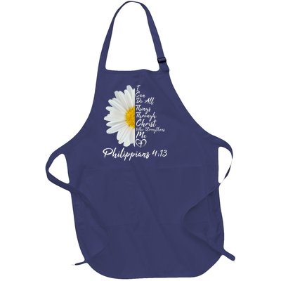 I Can Do All Things Through Christ Who Strengthens Me Philippian 4 13 Flower Full-Length Apron With Pockets