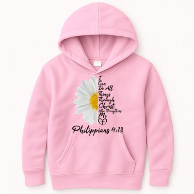 I Can Do All Things Through Christ Who Strengthens Me Philippian 4 13 Flower Kids Hoodie