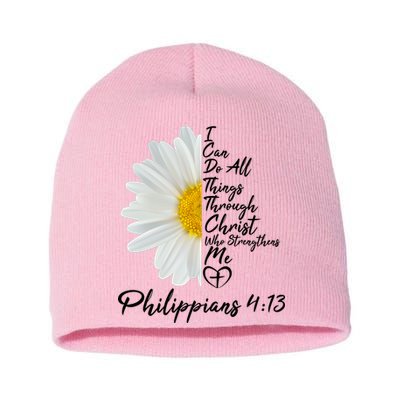 I Can Do All Things Through Christ Who Strengthens Me Philippian 4 13 Flower Short Acrylic Beanie