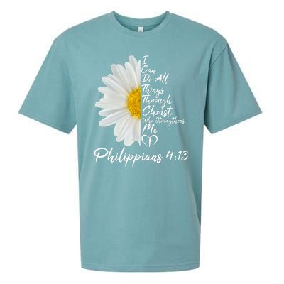 I Can Do All Things Through Christ Who Strengthens Me Philippian 4 13 Flower Sueded Cloud Jersey T-Shirt