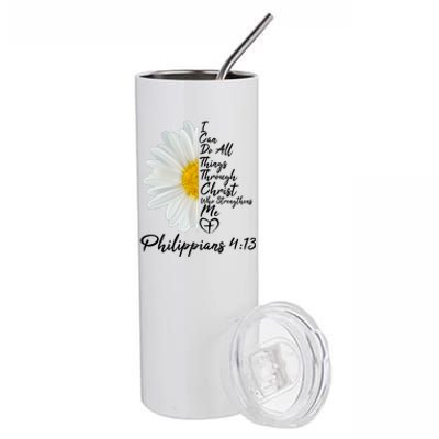 I Can Do All Things Through Christ Who Strengthens Me Philippian 4 13 Flower Stainless Steel Tumbler