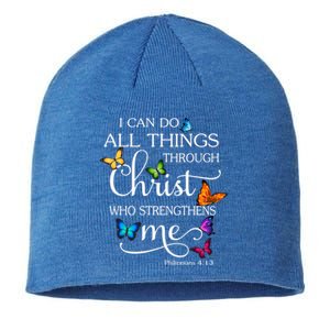 I Can Do All Things Through Christ Butterfly Art Religious Funny Gift Sustainable Beanie