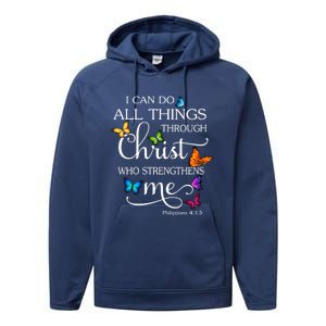 I Can Do All Things Through Christ Butterfly Art Religious Funny Gift Performance Fleece Hoodie