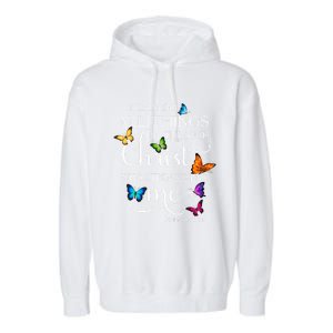 I Can Do All Things Through Christ Butterfly Art Religious Funny Gift Garment-Dyed Fleece Hoodie