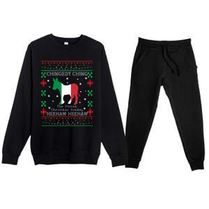 Italian Christmas Donkey Italy Ugly Christmas Xmas Gift Premium Crewneck Sweatsuit Set