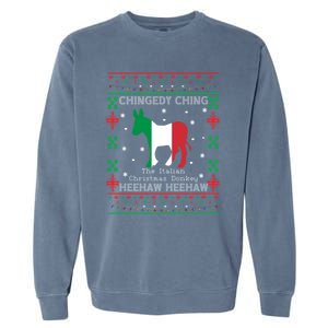 Italian Christmas Donkey Italy Ugly Christmas Xmas Gift Garment-Dyed Sweatshirt