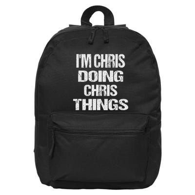IM Chris Doing Chris Things Personalized First Name Gift 16 in Basic Backpack