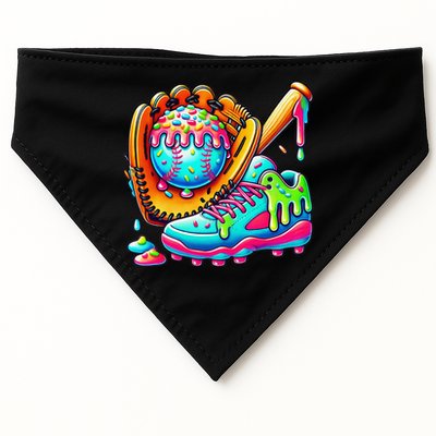 Ice Cream Drip Baseball Stuff Baseball Drip For Graphic USA-Made Doggie Bandana