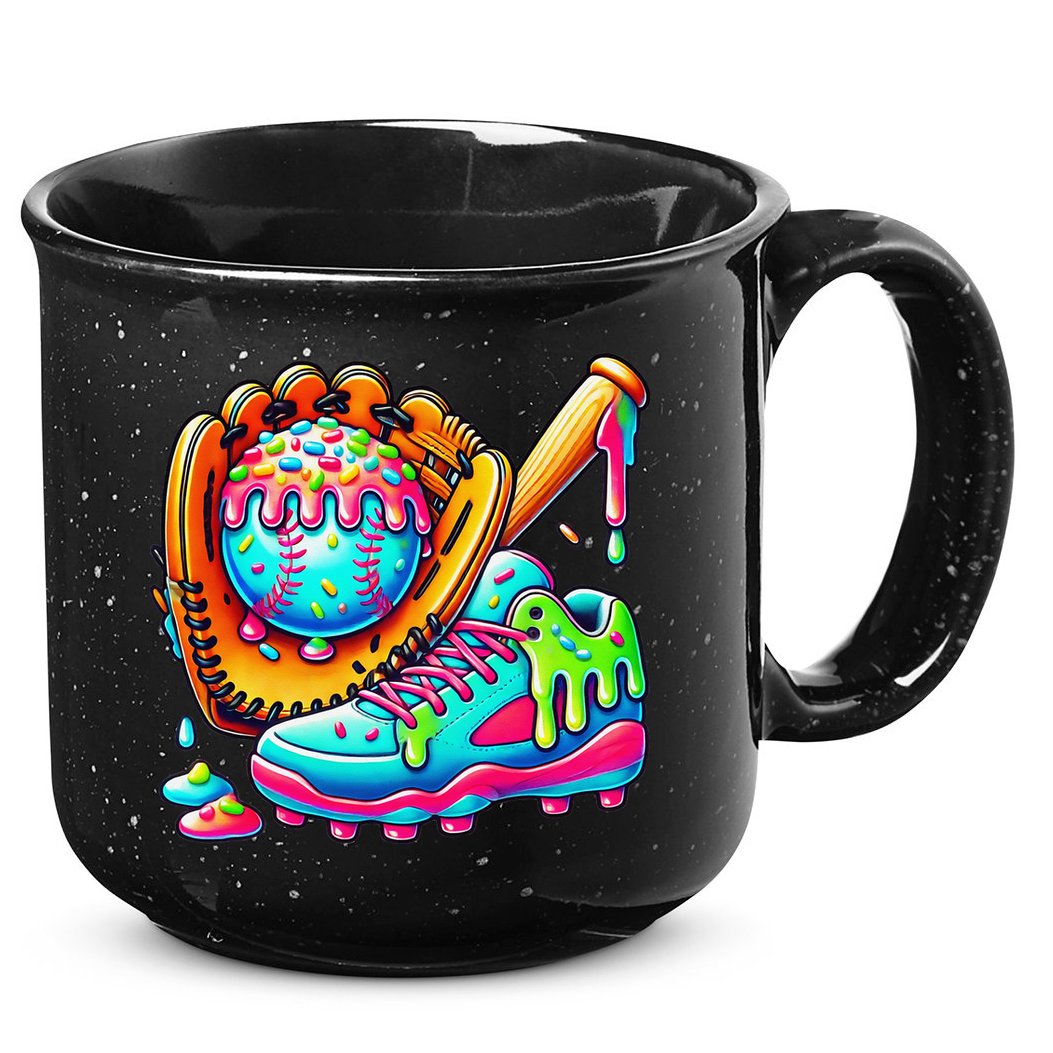 Ice Cream Drip Baseball Stuff Baseball Drip For Graphic 15oz Campfire Ceramic Mug