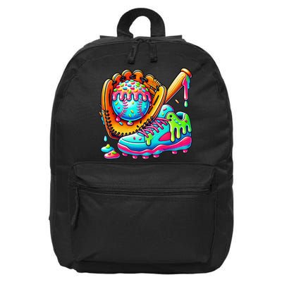 Ice Cream Drip Baseball Stuff Baseball Drip For Graphic 16 in Basic Backpack