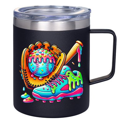 Ice Cream Drip Baseball Stuff Baseball Drip For Graphic 12oz Stainless Steel Coffee Mug