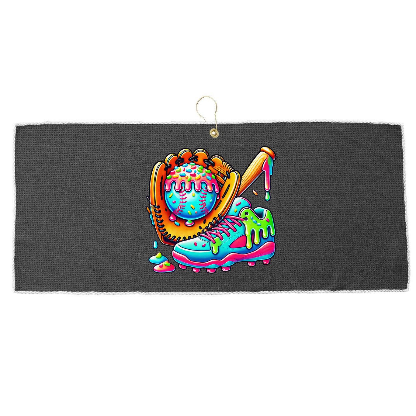 Ice Cream Drip Baseball Stuff Baseball Drip For Graphic Large Microfiber Waffle Golf Towel