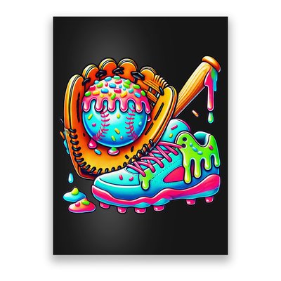 Ice Cream Drip Baseball Stuff Baseball Drip For Graphic Poster