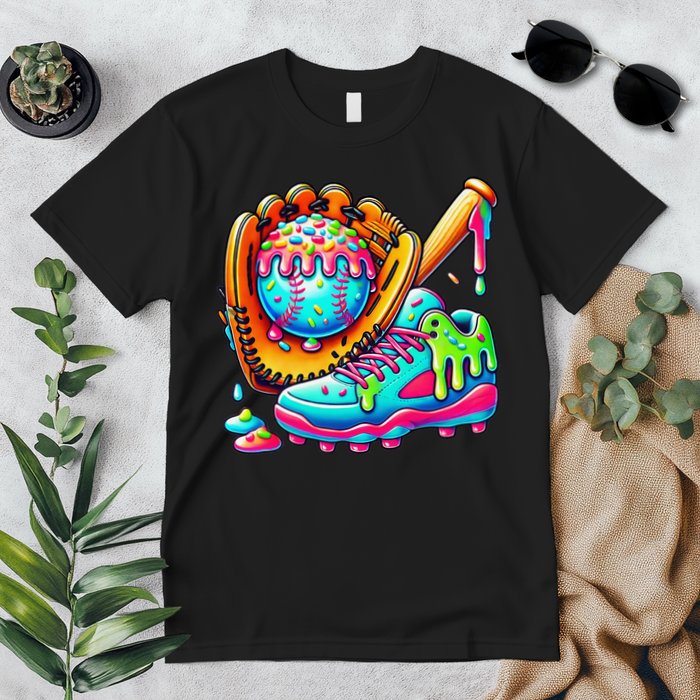 Ice Cream Drip Baseball Stuff Baseball Drip For Graphic Premium T-Shirt