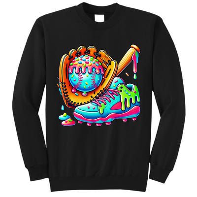 Ice Cream Drip Baseball Stuff Baseball Drip For Graphic Tall Sweatshirt