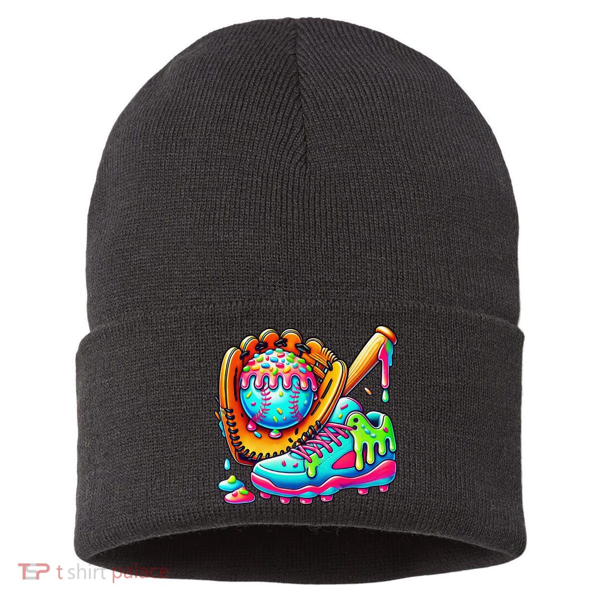 Ice Cream Drip Baseball Stuff Baseball Drip For Graphic Sustainable Knit Beanie