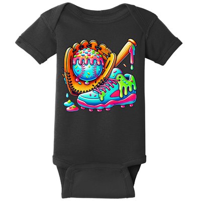 Ice Cream Drip Baseball Stuff Baseball Drip For Graphic Baby Bodysuit