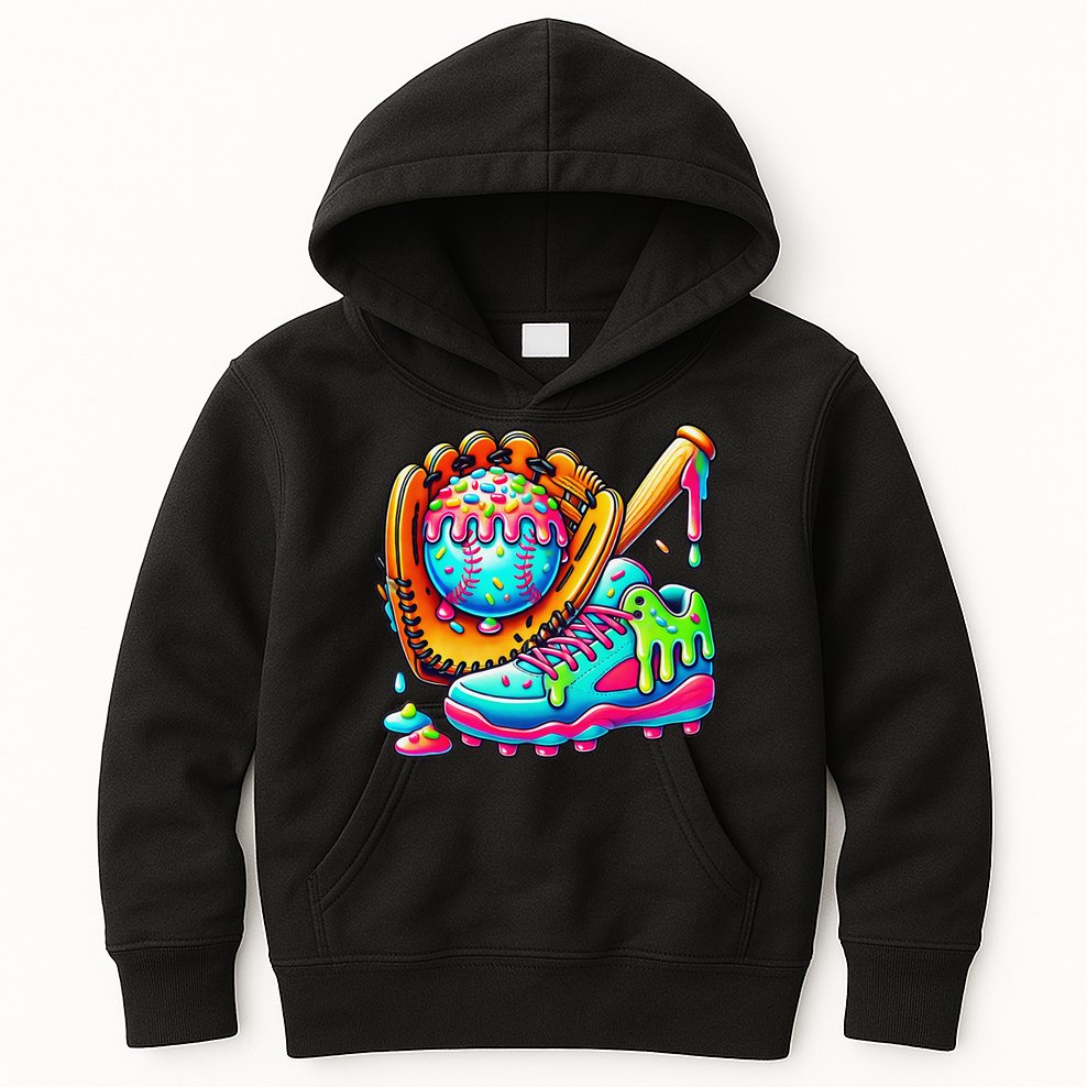 Ice Cream Drip Baseball Stuff Baseball Drip For Graphic Kids Hoodie