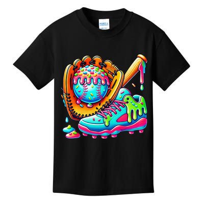 Ice Cream Drip Baseball Stuff Baseball Drip For Graphic Kids T-Shirt