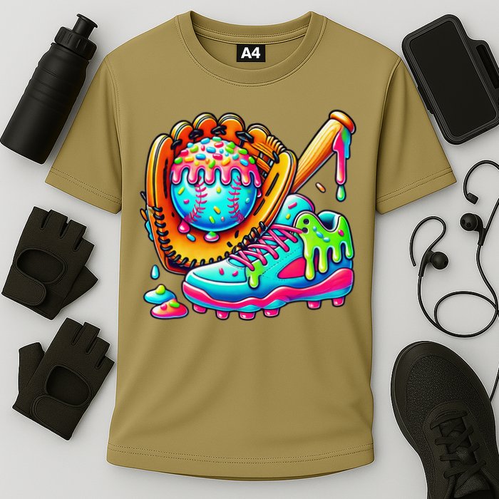 Ice Cream Drip Baseball Stuff Baseball Drip For Graphic Cooling Performance Crew T-Shirt