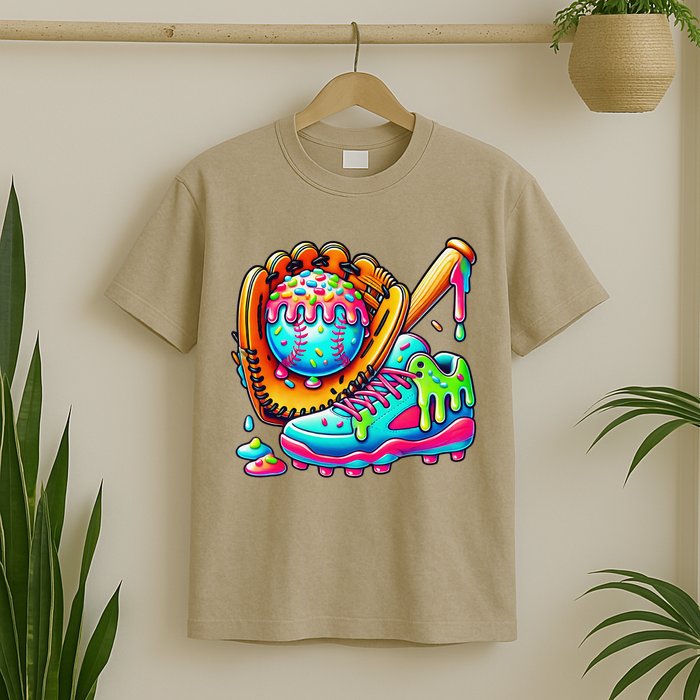 Ice Cream Drip Baseball Stuff Baseball Drip For Graphic T-Shirt