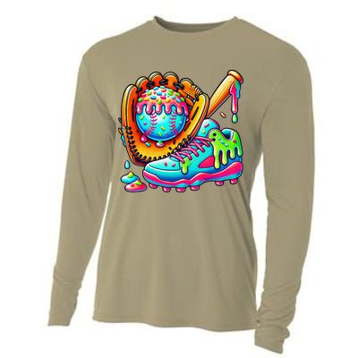 Ice Cream Drip Baseball Stuff Baseball Drip For Graphic Cooling Performance Long Sleeve Crew