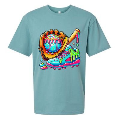 Ice Cream Drip Baseball Stuff Baseball Drip For Graphic Sueded Cloud Jersey T-Shirt