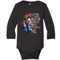 I Can Do All Things Through Christ Lion Faith Religious Baby Long Sleeve Bodysuit