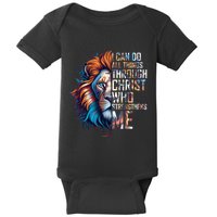 I Can Do All Things Through Christ Lion Faith Religious Baby Bodysuit