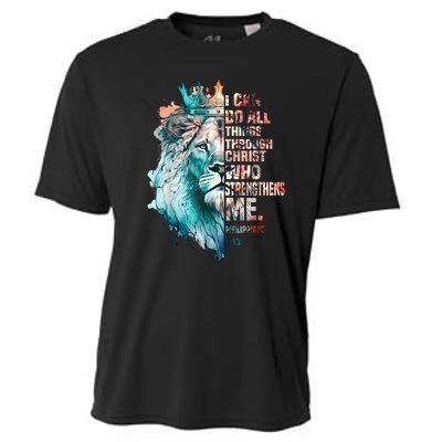 I Can Do All Things Through Christ Lion Faith Christian Cooling Performance Crew T-Shirt