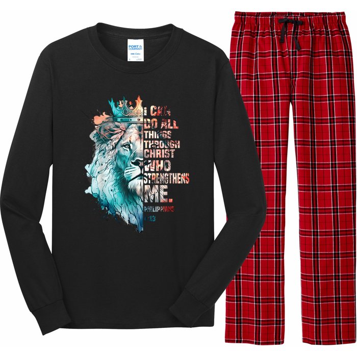 I Can Do All Things Through Christ Lion Faith Christian Long Sleeve Pajama Set