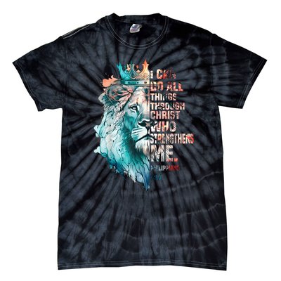 I Can Do All Things Through Christ Lion Faith Christian Tie-Dye T-Shirt