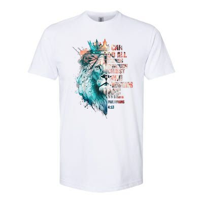 I Can Do All Things Through Christ Lion Faith Christian Softstyle CVC T-Shirt